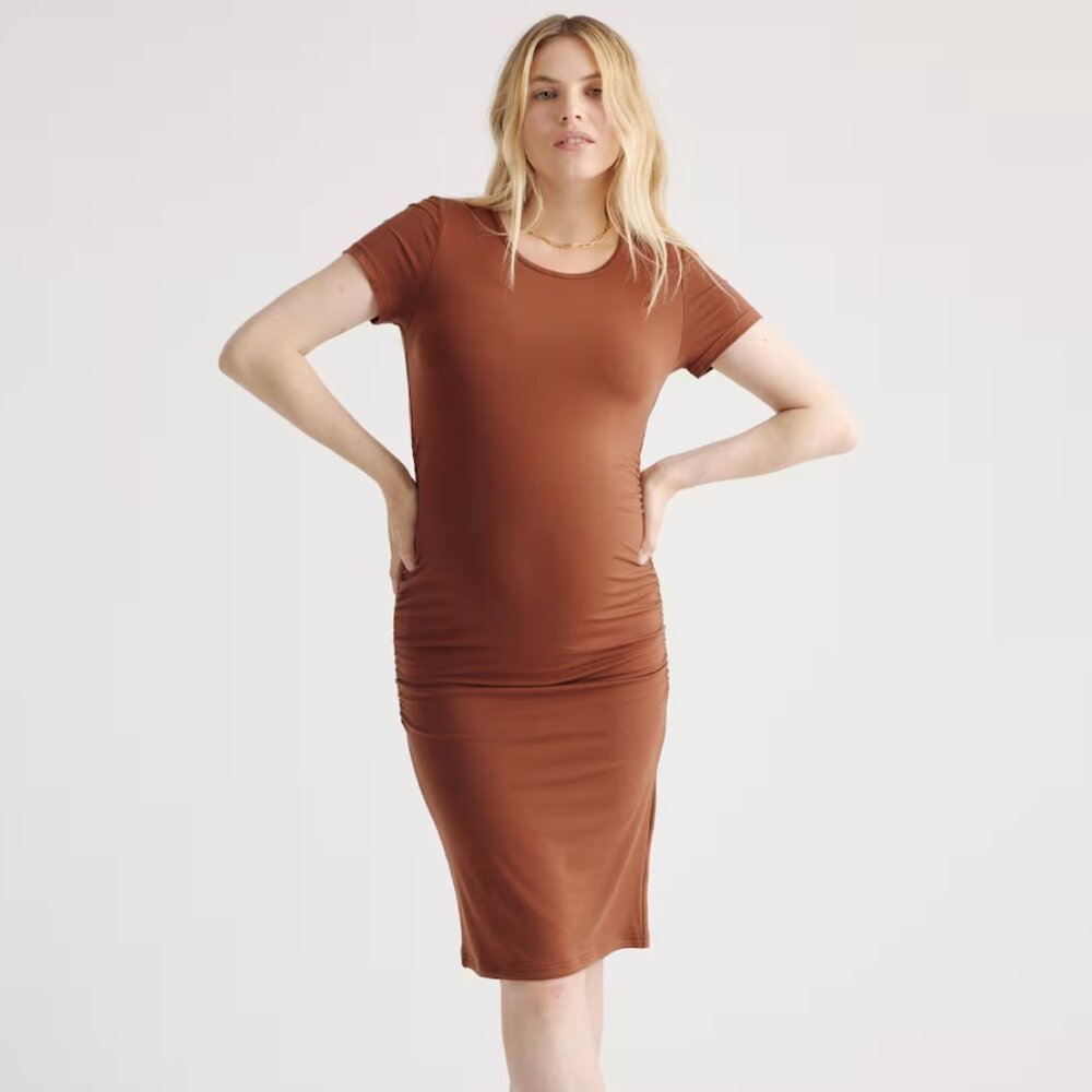 Quince Tencel Jersey Maternity Ruched Dress